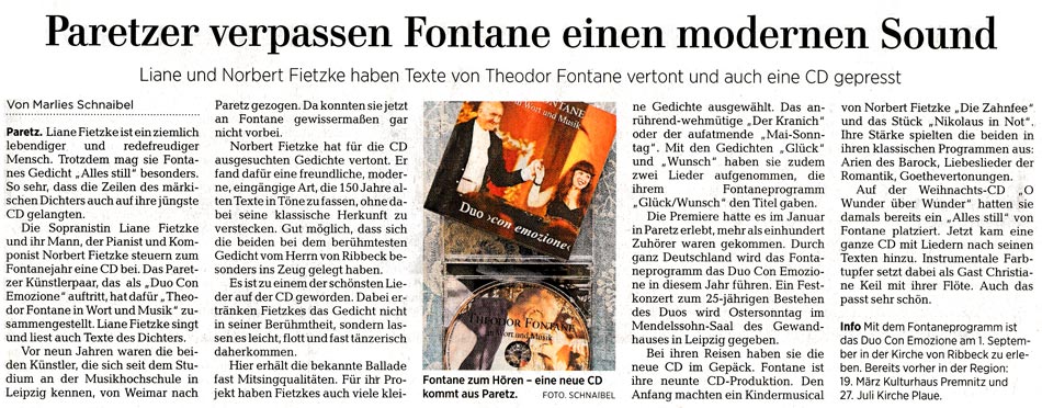 CD - Theodor Fontane in Wort und Musik